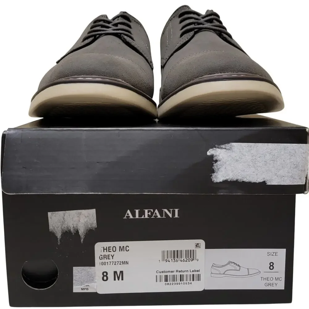 Alfani Men Cap Toe Derby Oxfords Theo Size US 8M Grey Microsuede